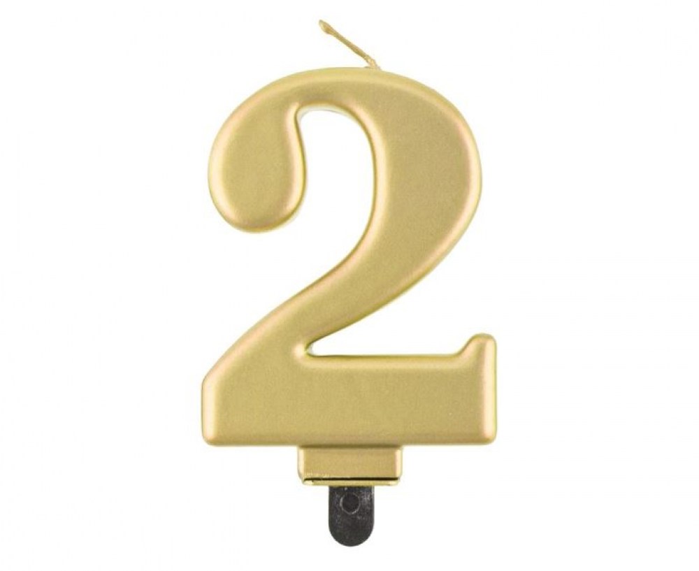 Svíčka narozeninová číslice 2 zlatá